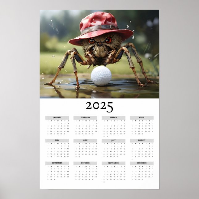 Poster Calendário de Parede Aranha com Chapéu Vermelho Jo (Frente)