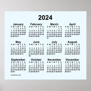 Poster Calendário de Parede Azul Alice 2024 por Janz Post