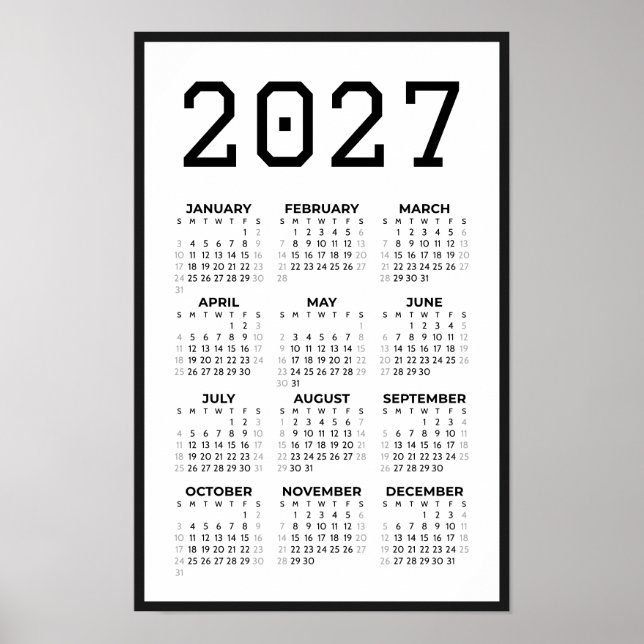 Poster Calendário de Parede Básico para Estudante Univers (Frente)