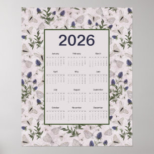 Poster Calendário de Parede Borboletas Cardo 2026