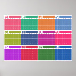 Poster Calendário de Parede Colorido Sem Data Anual
