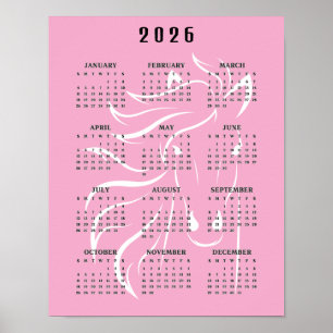 Poster Calendário de Parede com Desenho de Cavalo Bonito