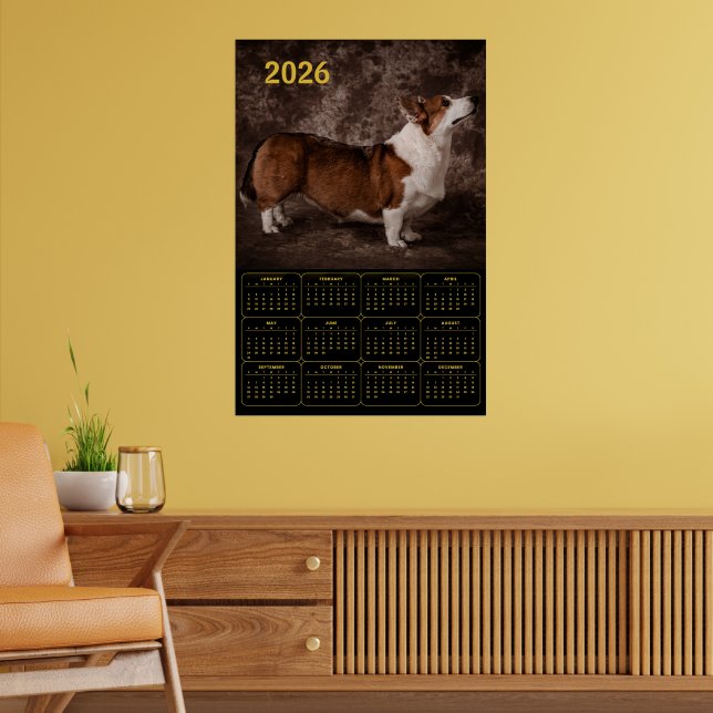 Poster Calendário de Parede Corgi 2026 (Sala de Estar 2)