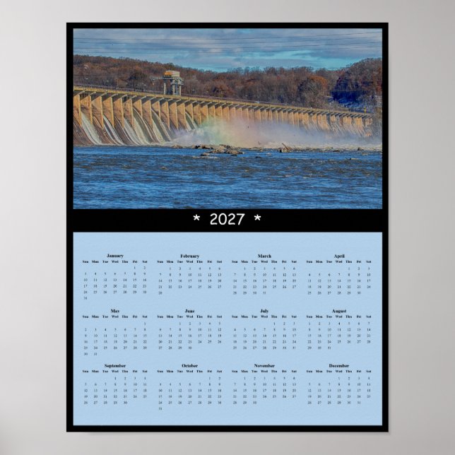 Poster Calendário de Parede da Barragem de Conowingo 2027 (Frente)