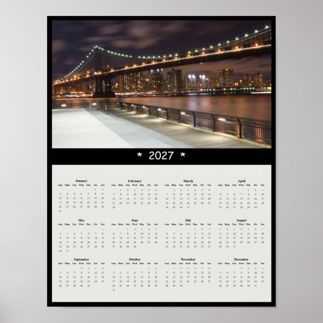 Poster Calendário de Parede da Ponte de Manhattan 2027 -  (Frente)