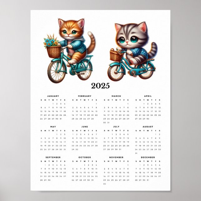 Poster Calendário de Parede de 2025 para Bicicletas de Ga (Frente)