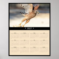Calendário de Parede de 2027 Falcão-de-ombro-verme