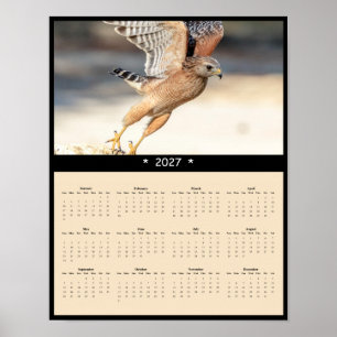 Poster Calendário de Parede de 2027 Falcão-de-ombro-verme