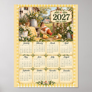 Poster Calendário de Parede de 2027 - Galinhas de Casa de