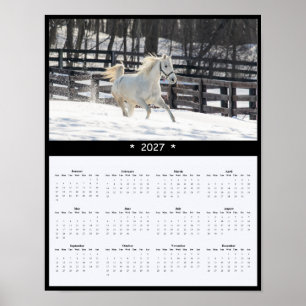 Poster Calendário de Parede de Cavalos 2027 - Beleza Rúst