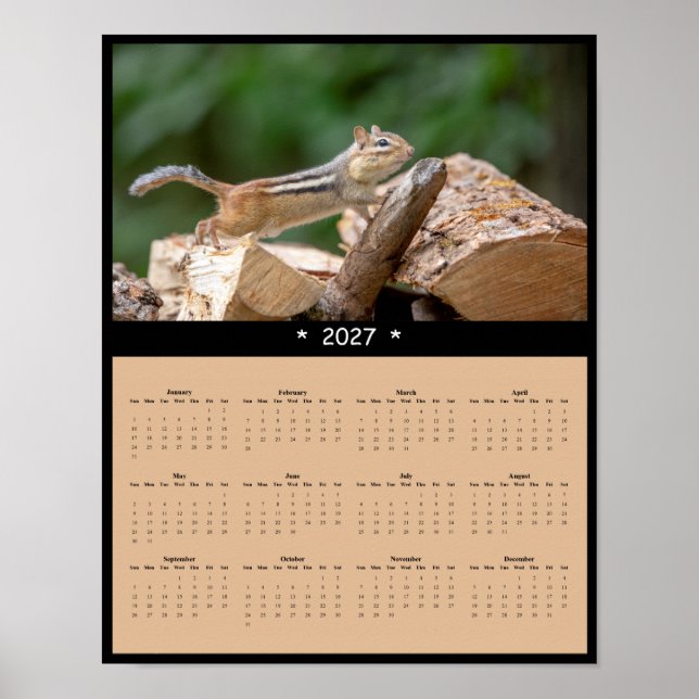 Poster Calendário de Parede Esquilo 2027 - Amigo Floresta (Frente)