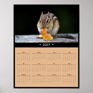Poster Calendário de Parede Esquilo 2027 - Vizinho Curios