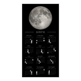 Pôster Calendário de Parede Fase da Lua 2027 14 x 28 pole