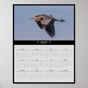 Poster Calendário de Parede Grou-Cinzento 2027: Elegância