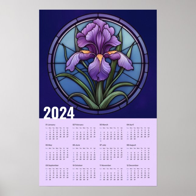 Poster Calendário de Parede Iris Roxo (Frente)