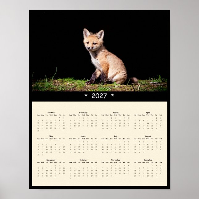 Poster Calendário de Parede Kit Raposa Vermelha 2027: Peq (Frente)