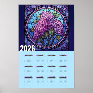 Poster Calendário de Parede Lilás Roxo 2026