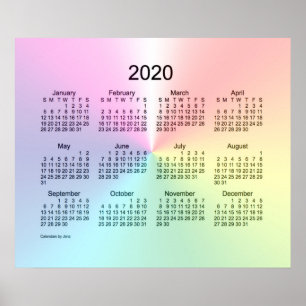 Pôster Calendário de Parede Shimmer 2020 por Janz Print