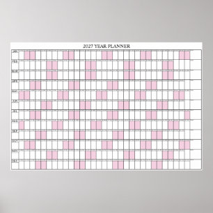 Poster Calendário de Parede Simples de 2027 à Primeira Vi