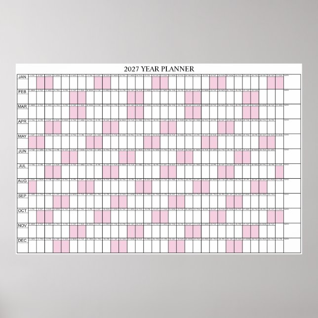Poster Calendário de Parede Simples de 2027 à Primeira Vi (Frente)