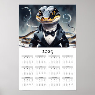Poster Calendário de Parede Tuxedo 2025 para Vestir Cobra