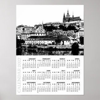 Poster Calendário de Praga 2027, Castelo de Praga, Repúbl