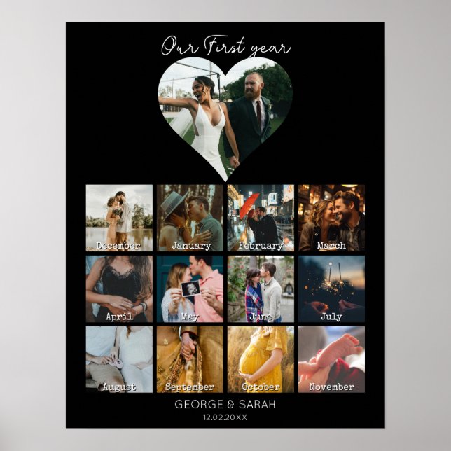 Poster Calendário de presente de aniversário de 12 meses  (Frente)