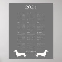 Calendário de Silhueta de Dachshund de Cinzas Escu