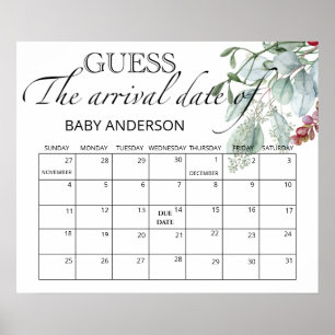 Poster Calendário de Suposição da Data Provável Evergreen