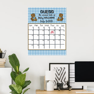 Poster Calendário de Ursinhos de Pelúcia para Adivinhar a