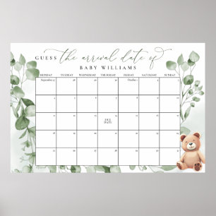 Poster Calendário de Urso para Adivinhar a Data de Nascim