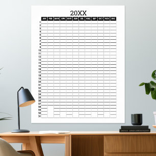 Poster Calendário de Vista Anual - Planejador de Metas Pr