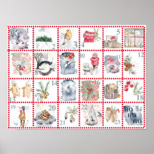 Poster Calendário do Advento com 24 Imagens Diferentes em