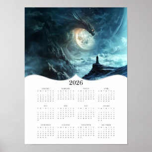 Poster Calendário do Ano de Cheio da Dragão Moon Fantasy