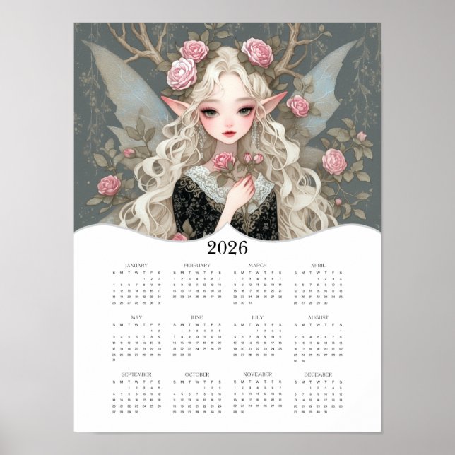 Poster Calendário do Ano de Cheio de Fantasia da Fada-Fad (Frente)