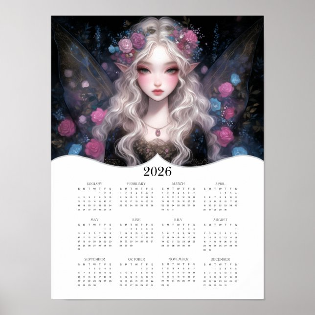 Poster Calendário do Ano de Cheio de Fantasia da Fada-Fad (Frente)