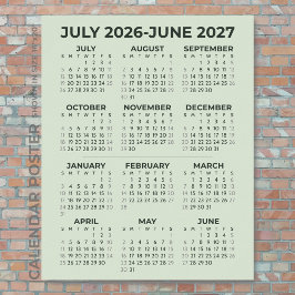 Poster Calendário do Ano Letivo 2026-2027 Sage Verde Pare