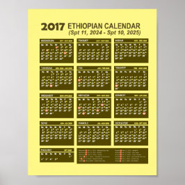 Poster Calendário do Ano Novo 2017 na Etiópia 2024/2025