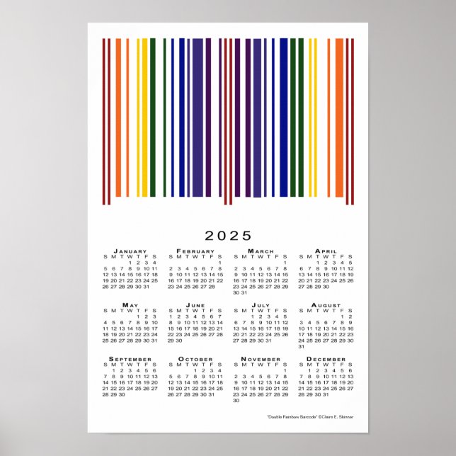 Poster Calendário do Código de Barras Duplo Arco-Íris 202 (Frente)