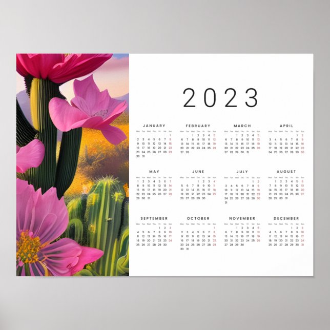Poster Calendário do Desert Blooms Closeup Digital Art 20 (Frente)
