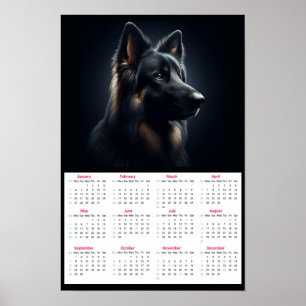 Poster Calendário do German shepherd 2025