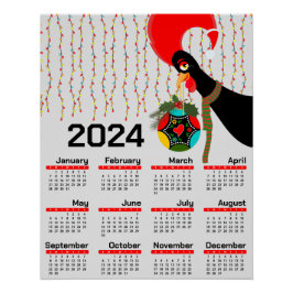 Pôster Calendário do Natal 2024 do Galo Português