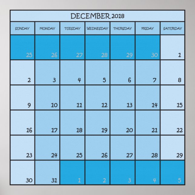 Poster Calendário do planejador de dezembro de 2017 (Frente)