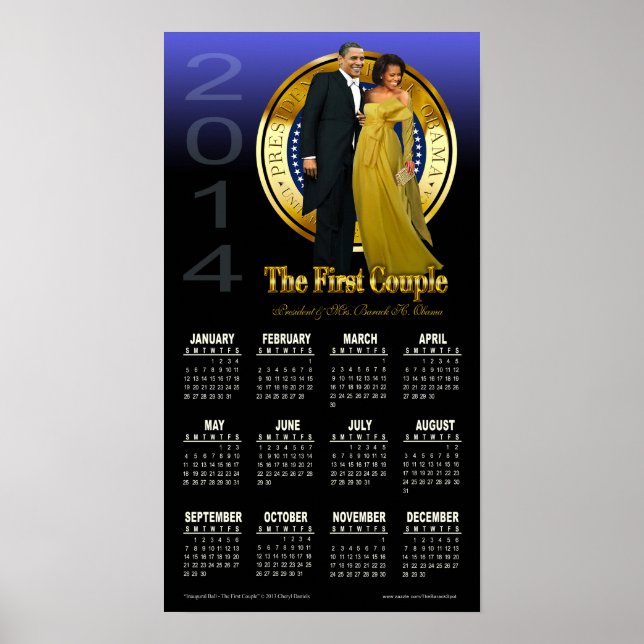 Pôster Calendário do Presidente Barack e Michelle Obama 2 (Frente)