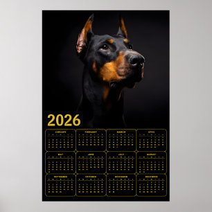 Poster Calendário Doberman Pinscher 2026