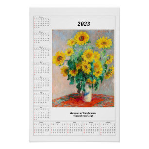 Pôster Calendário dos Girassóis para 2023 Vincent van Gog