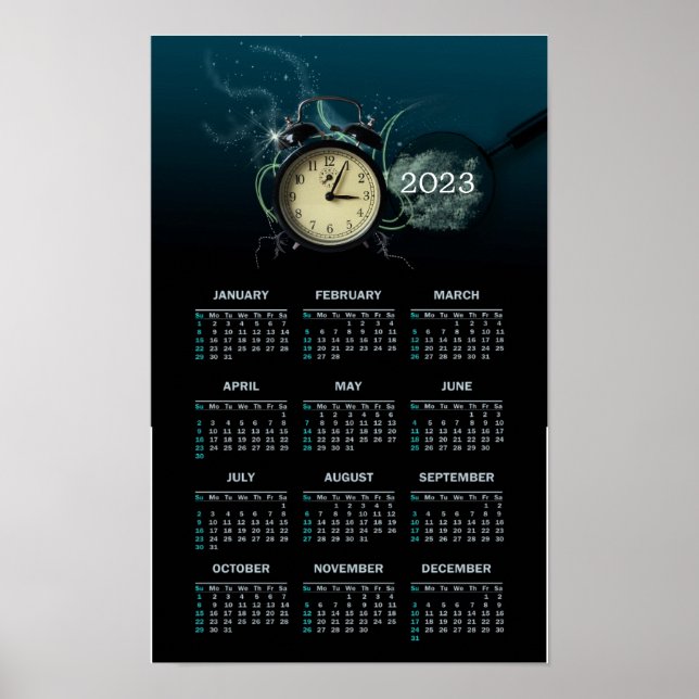 Poster Calendário elegante Clock 2023 como (Frente)