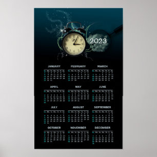 Poster Calendário elegante do Relógio 2023 como