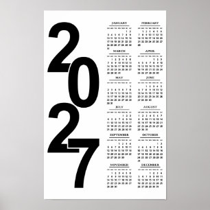 Poster Calendário Elegante Tipográfico Minimal Moderno de