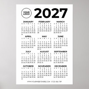 Poster Calendário Empresarial Corporativo Logotipo Simple